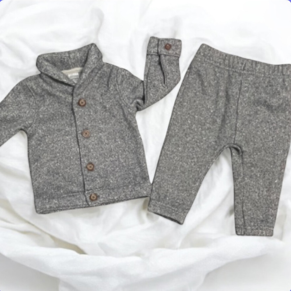 Carter's Light Gray Herringbone Baby Boy Outfit